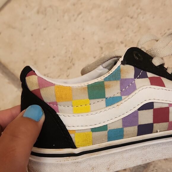 Vans Women's Rainbow Colors Checkered Skater Shoes Size 7 - Picture 8 of 10
